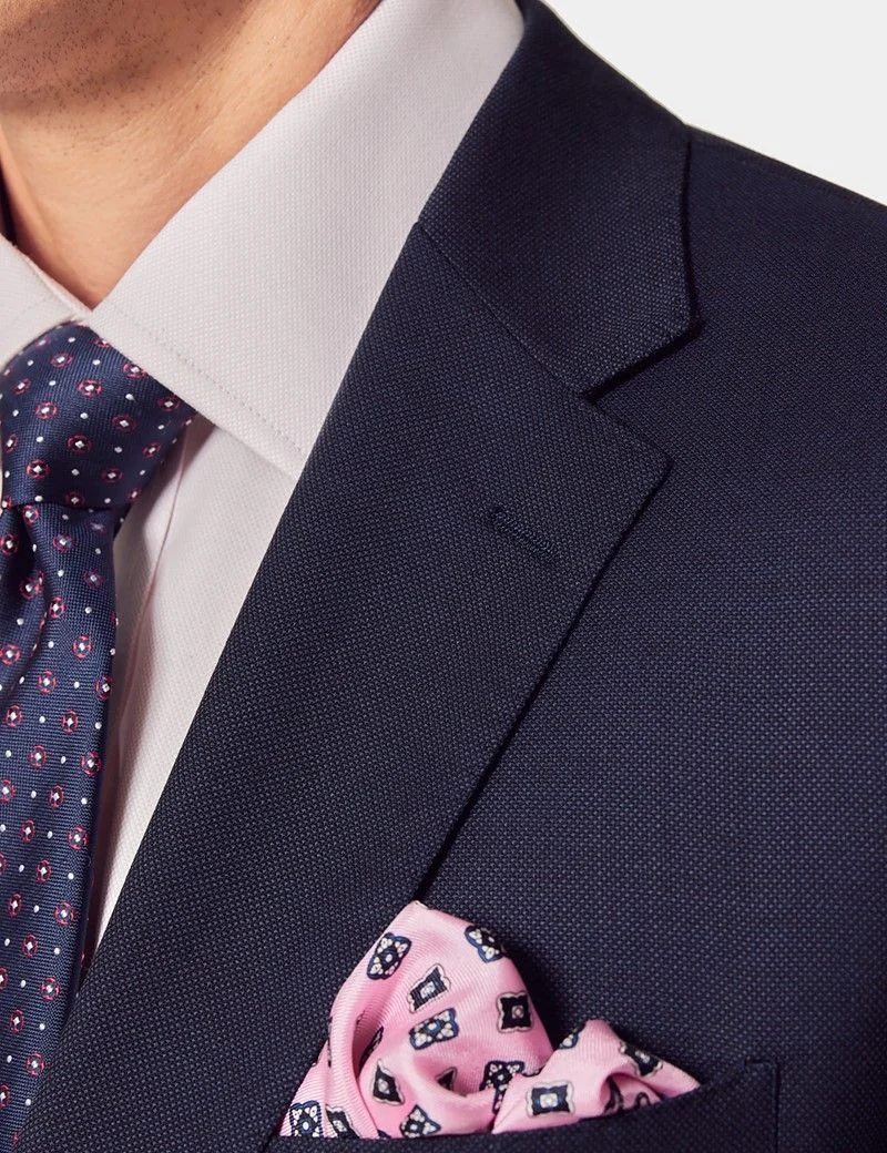 Slim Fit Navy Hopsack Suit Jacket thumbnail 3