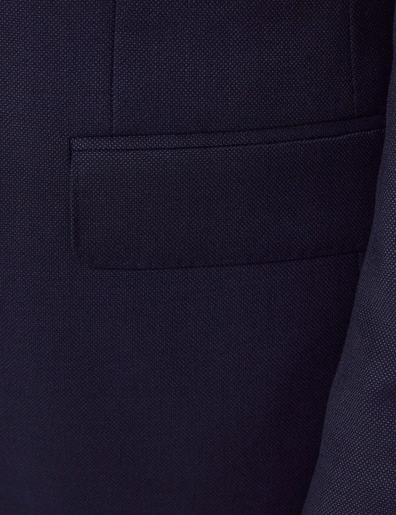 Slim Fit Navy Hopsack Suit Jacket thumbnail 4