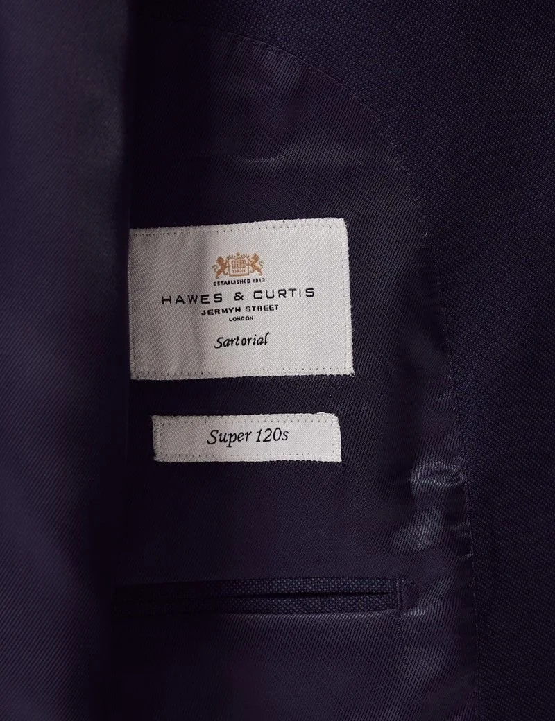 Slim Fit Navy Hopsack Suit Jacket thumbnail 5