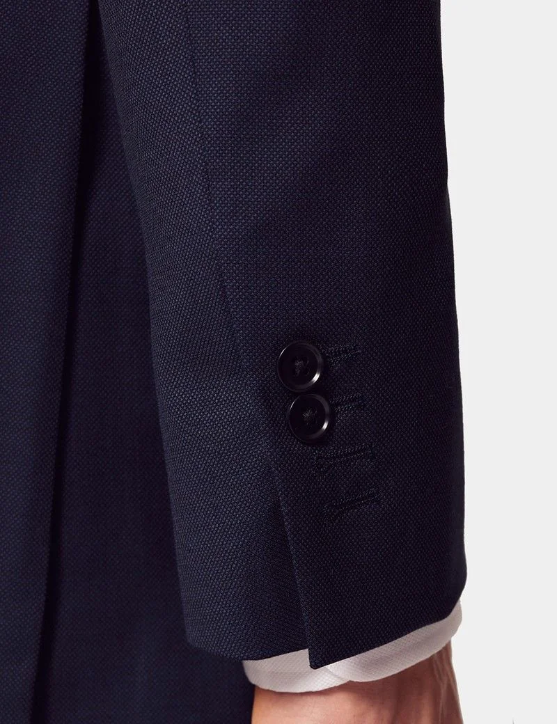 Slim Fit Navy Hopsack Suit Jacket thumbnail 8