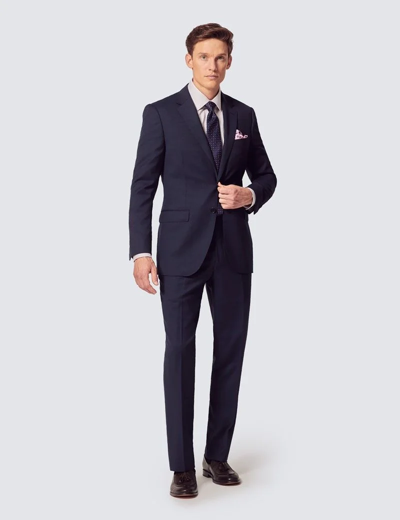 Slim Fit Navy Hopsack Suit Jacket thumbnail 9