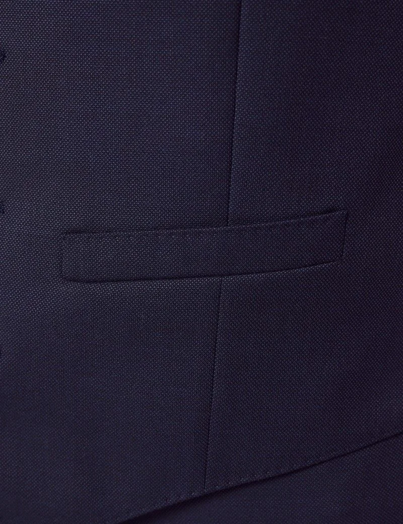 Slim Fit Navy Hopsack Waistcoat thumbnail 4