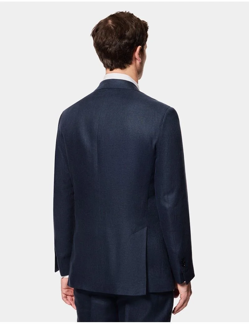 Slim Fit Navy Linen Suit Jacket thumbnail 4