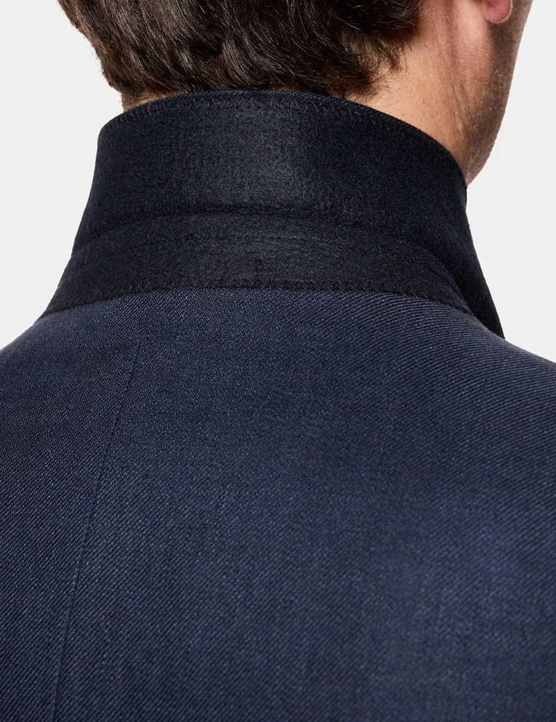 Slim Fit Navy Linen Suit Jacket thumbnail 5