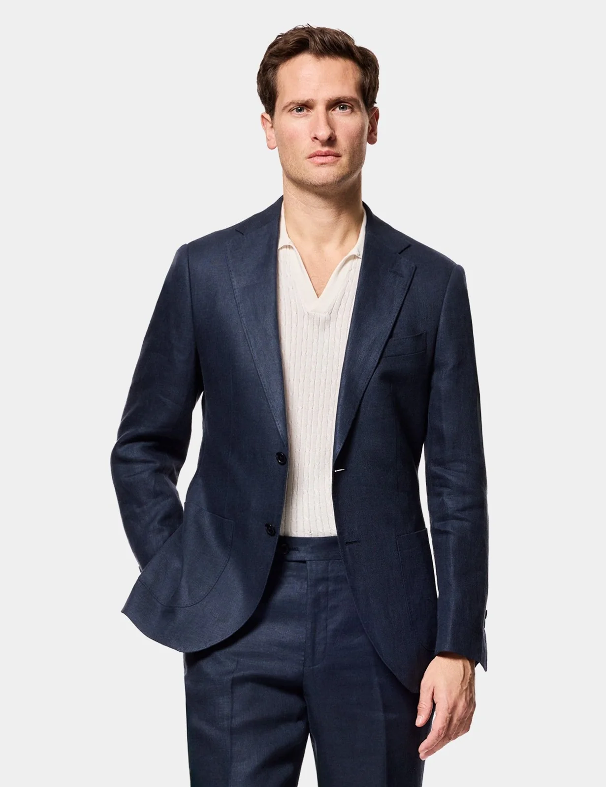 Slim Fit Navy Linen Suit Jacket primary image