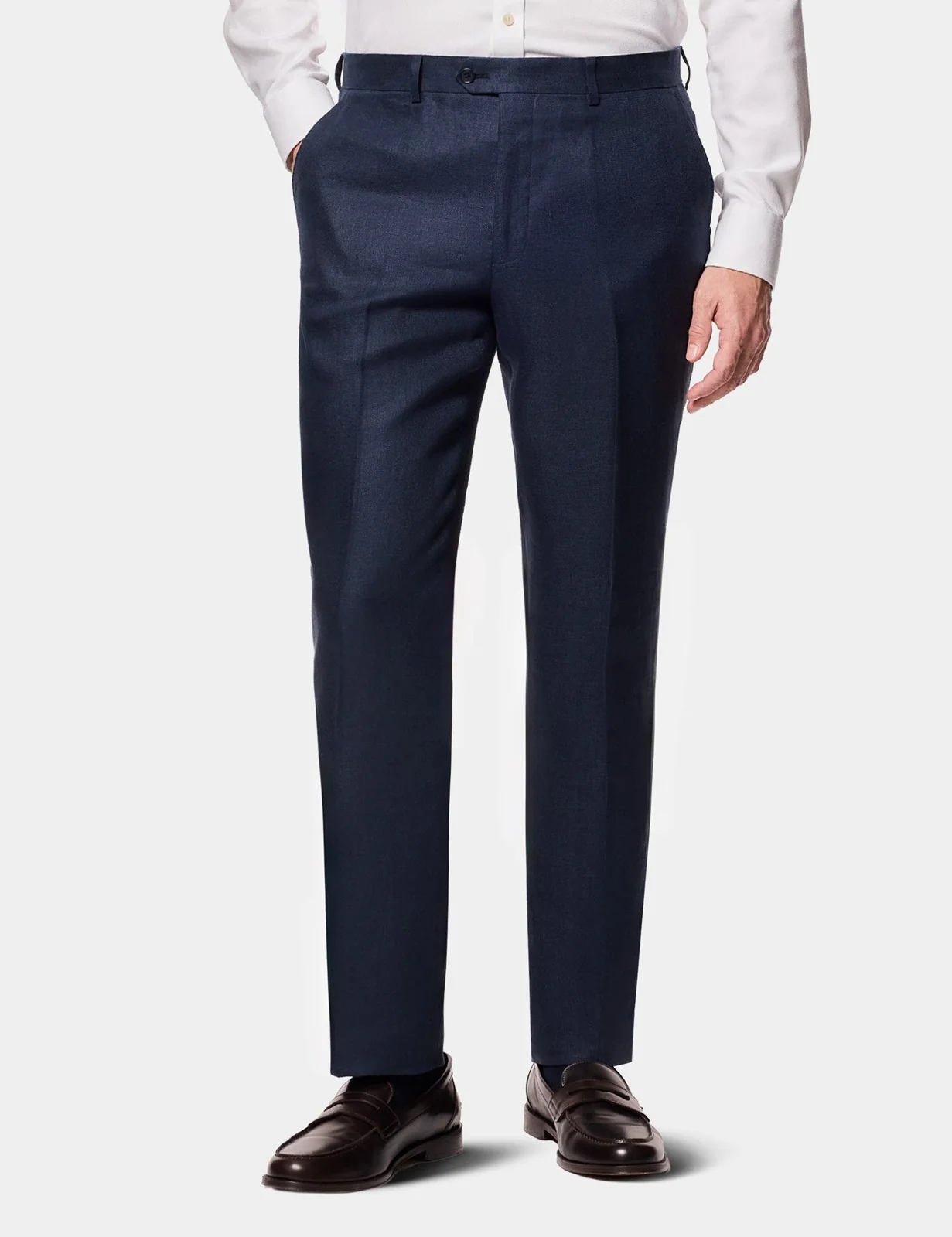 Slim Fit Navy Linen Suit Trousers primary image