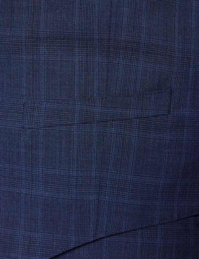 Slim Fit Navy Prince of Wales Tonal Check Waistcoat thumbnail 4