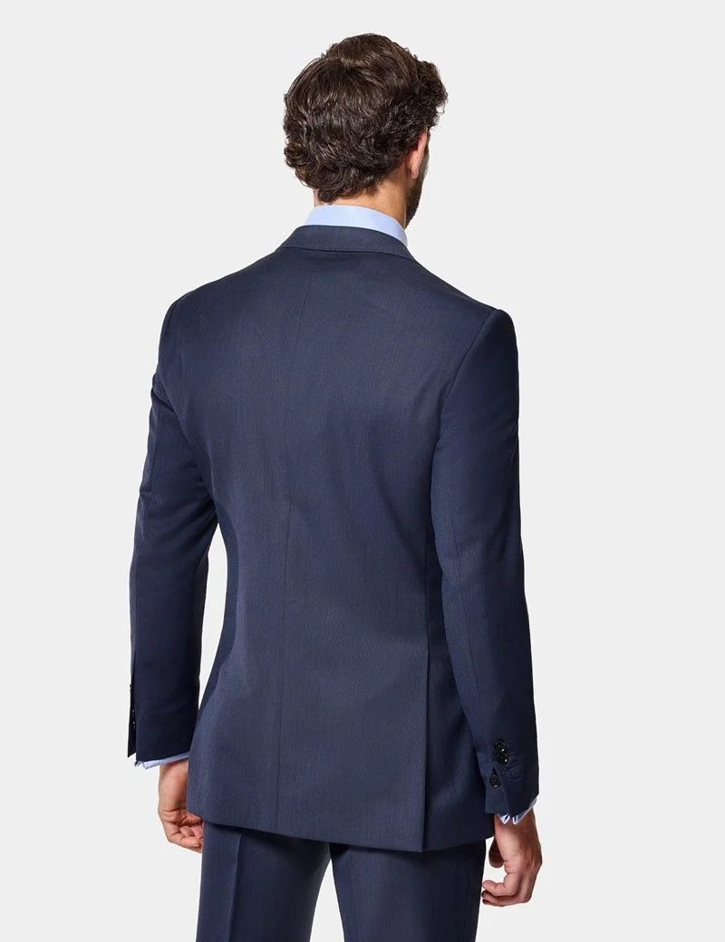 Slim Fit Navy Sharkskin Suit Jacket thumbnail 6
