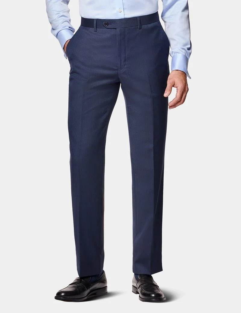 Slim Fit Navy Sharkskin Suit Trousers thumbnail 2