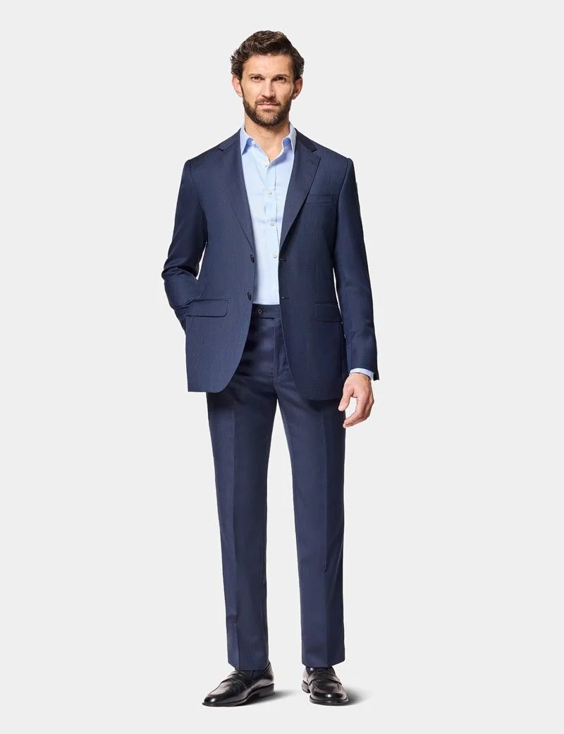 Slim Fit Navy Sharkskin Suit Trousers thumbnail 5