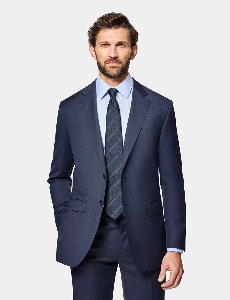 Slim Fit Navy Sharkskin Suit thumbnail 2