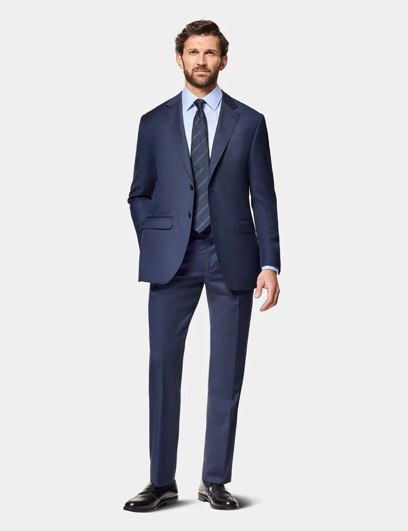 Slim Fit Navy Sharkskin Suit thumbnail 3