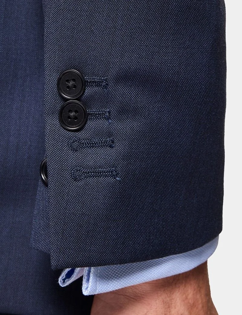 Slim Fit Navy Sharkskin Suit thumbnail 8