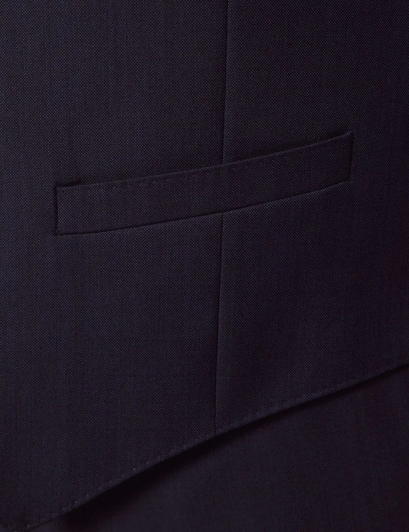 Slim Fit Navy Sharkskin Waistcoat thumbnail 4