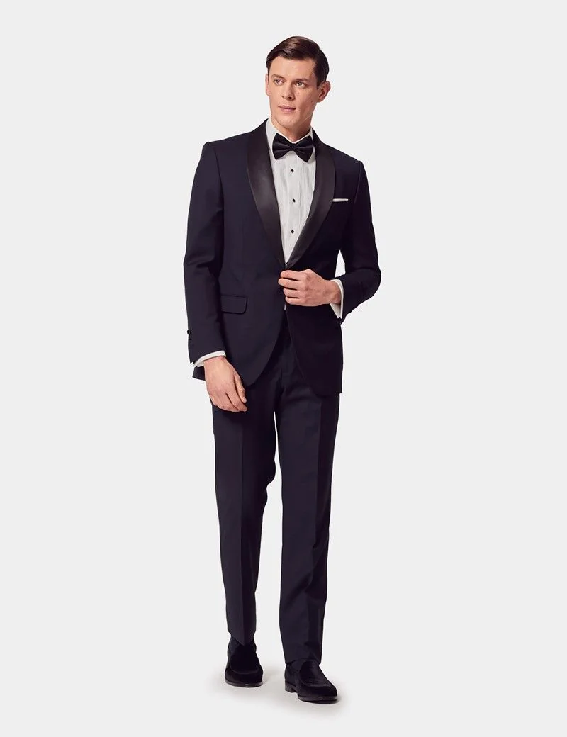 Slim Fit Navy Shawl Dinner Suit Jacket thumbnail 9