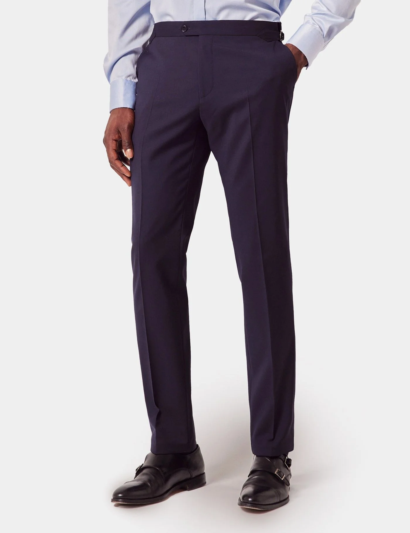 Slim Fit Navy Suit Trousers With Side Adjusters primary image