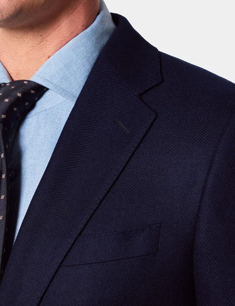 Slim Fit Navy Twill Blazer thumbnail 8