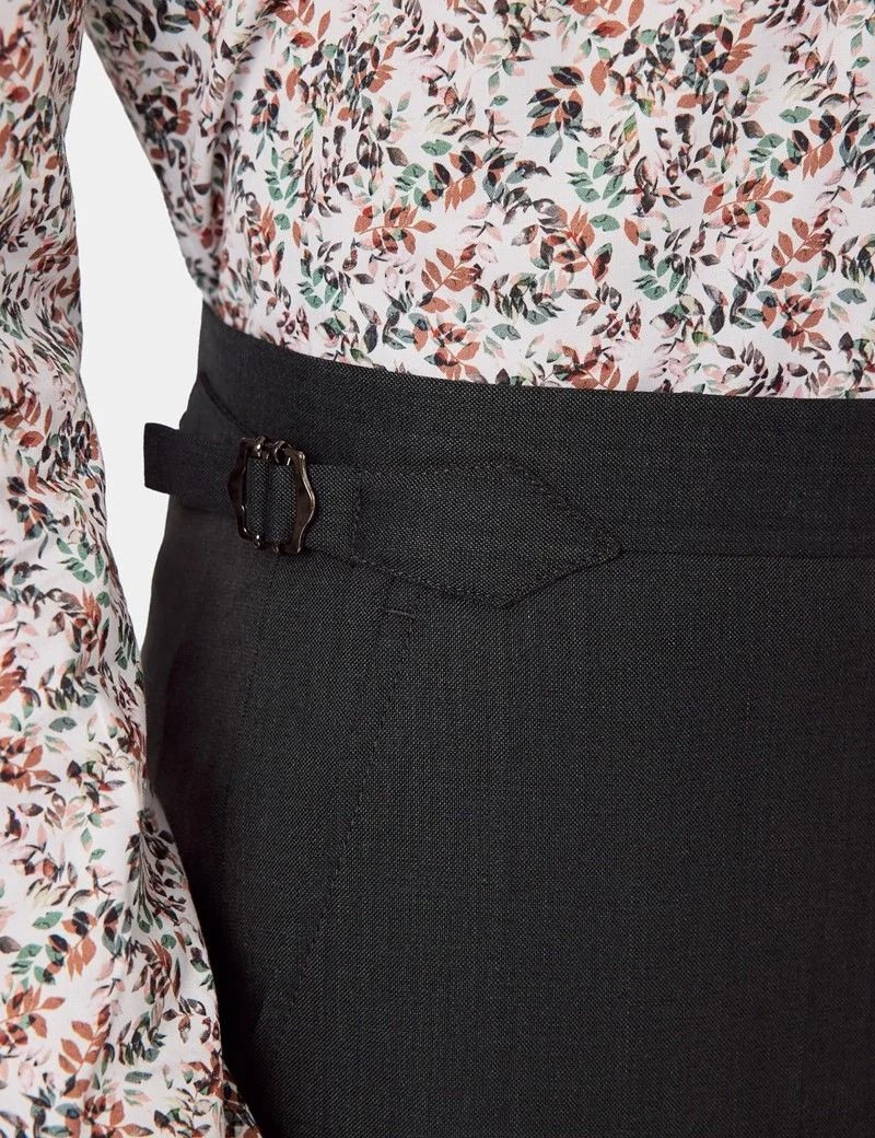 Slim Fit Olive Crepe 1913 Suit Trousers With Side Adjusters thumbnail 3