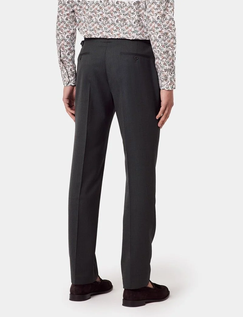 Slim Fit Olive Crepe 1913 Suit Trousers With Side Adjusters thumbnail 4