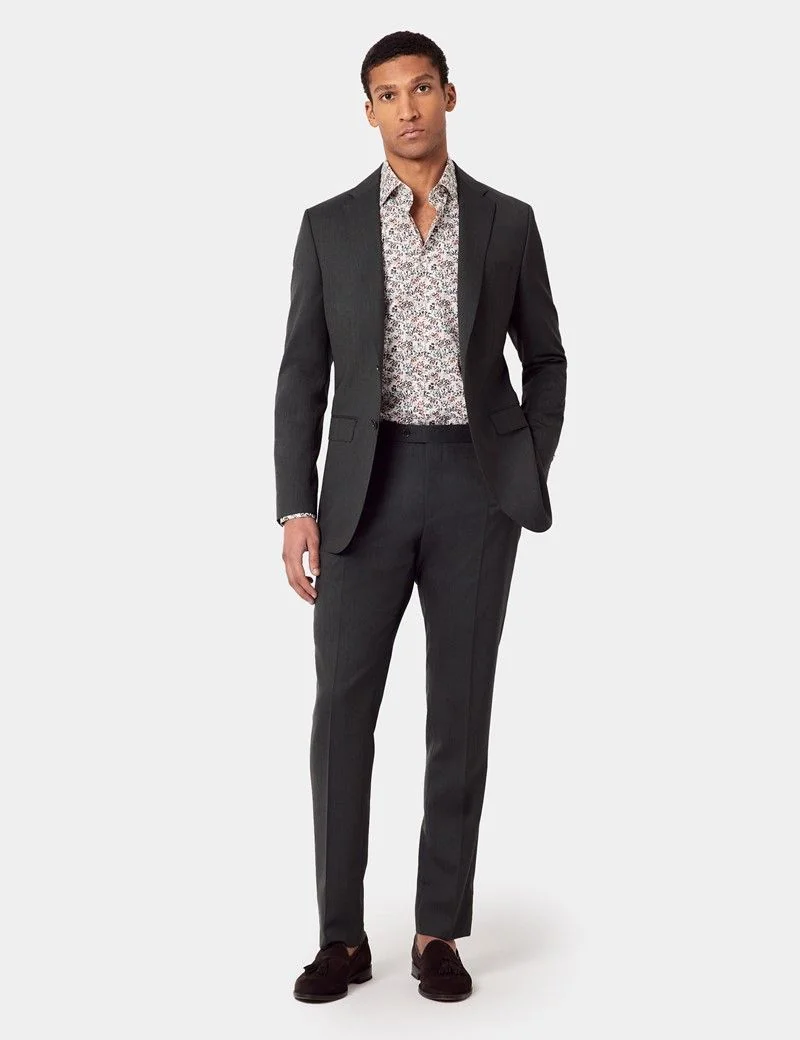 Slim Fit Olive Crepe 1913 Suit Trousers With Side Adjusters thumbnail 5
