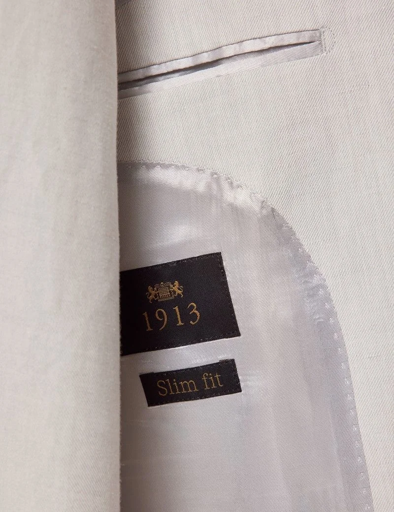 Slim Fit Pale Grey 1913 Linen Suit Jacket thumbnail 2