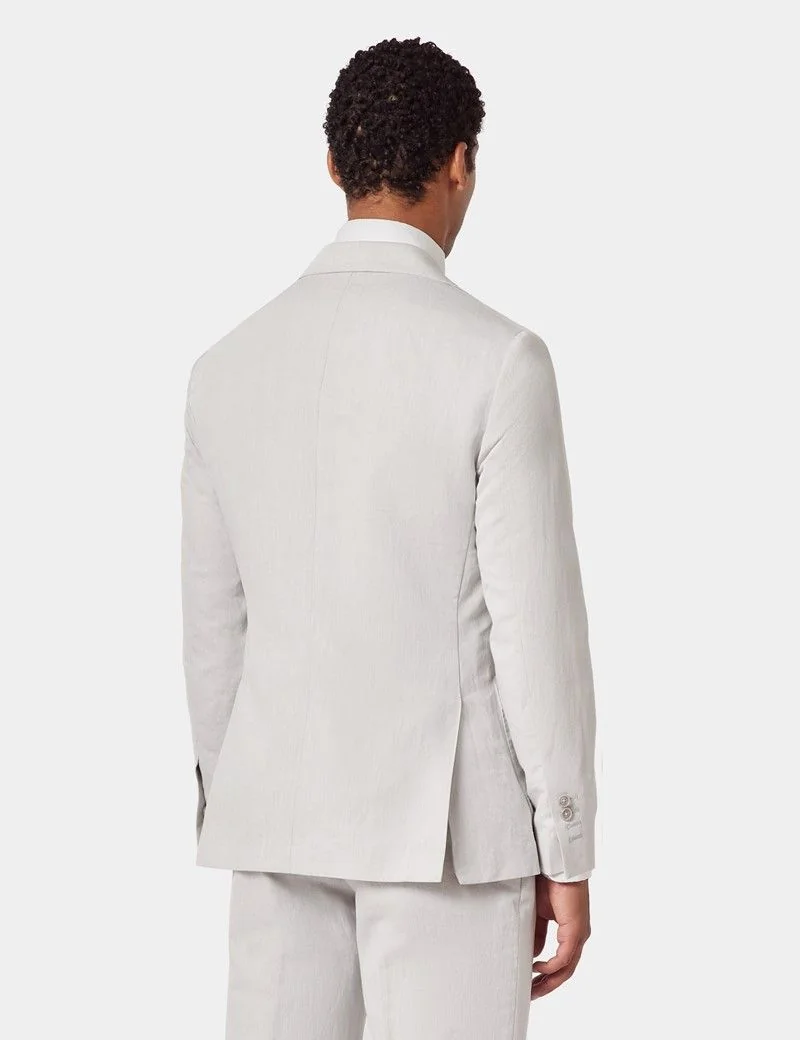 Slim Fit Pale Grey 1913 Linen Suit Jacket thumbnail 3