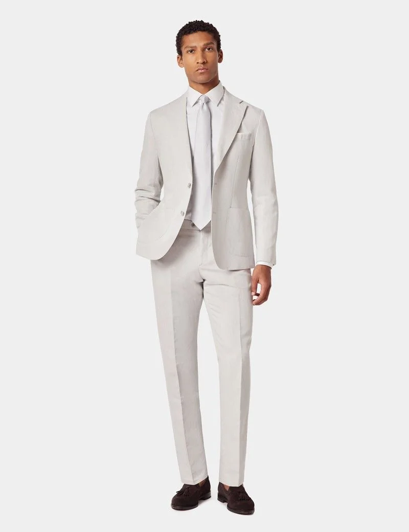 Slim Fit Pale Grey 1913 Linen Suit Jacket thumbnail 6