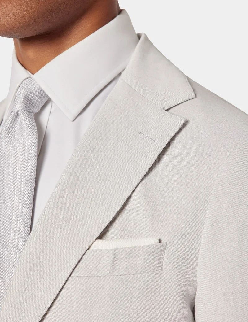 Slim Fit Pale Grey 1913 Linen Suit Jacket thumbnail 8