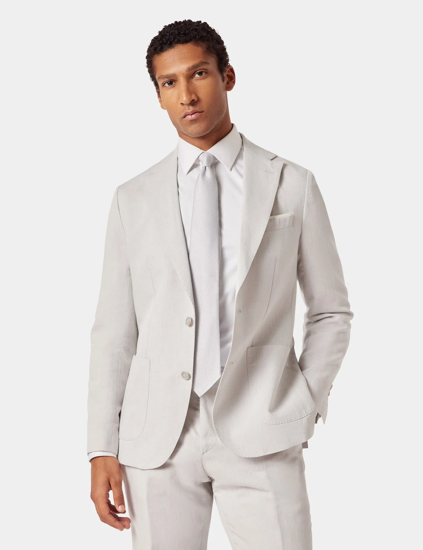Slim Fit Pale Grey 1913 Linen Suit Jacket primary image
