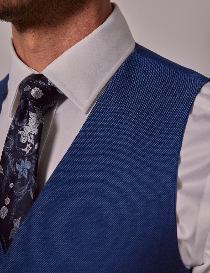 Slim Fit Royal Blue 1913 Linen Waistcoat thumbnail 3