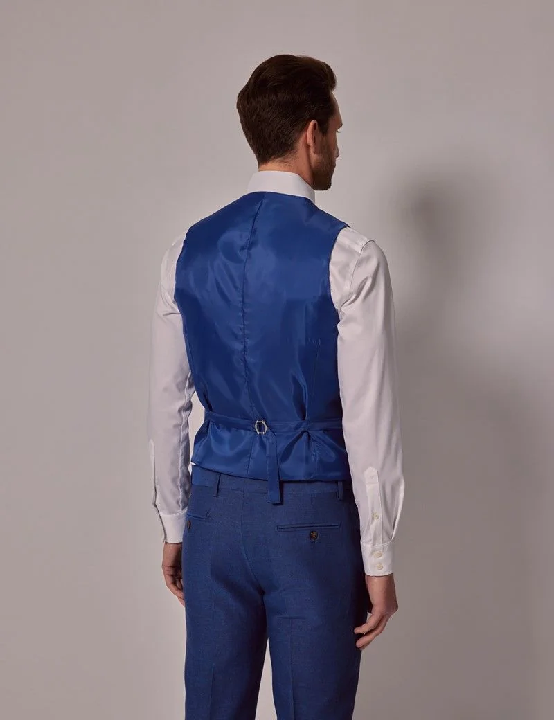 Slim Fit Royal Blue 1913 Linen Waistcoat thumbnail 5