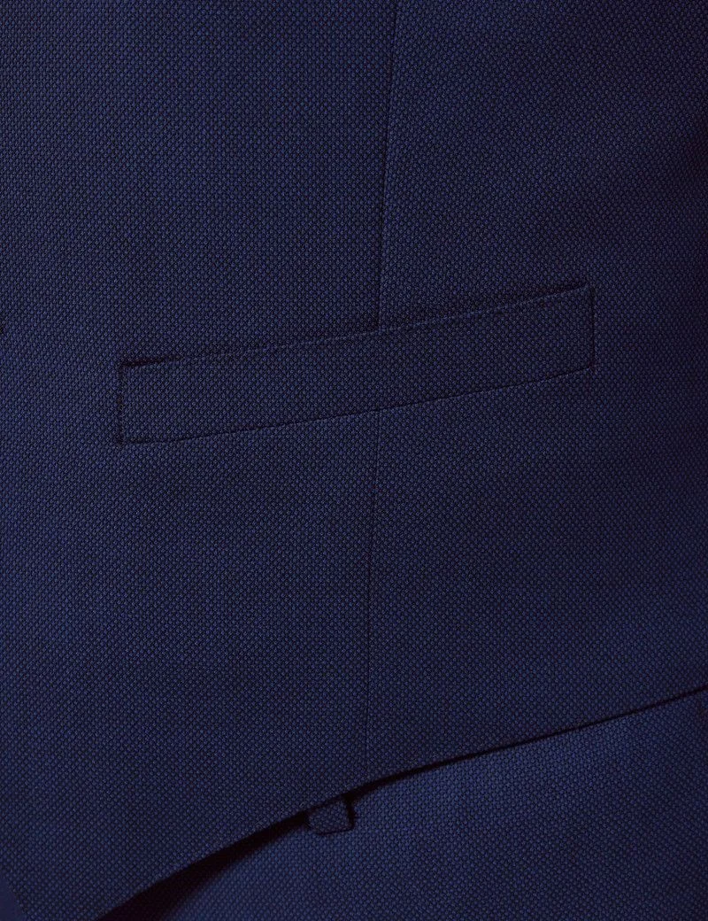 Slim Fit Royal Blue Birdseye Waistcoat thumbnail 4