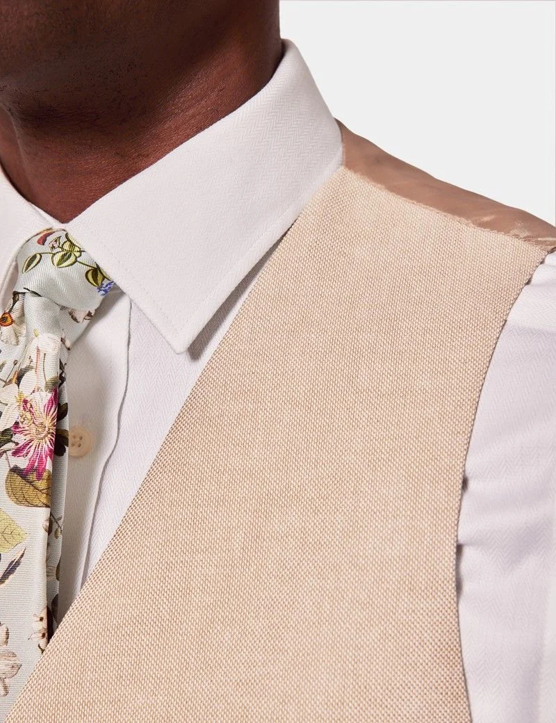 Slim Fit Stone 1913 Linen Waistcoat thumbnail 3