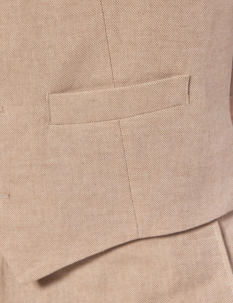 Slim Fit Stone 1913 Linen Waistcoat thumbnail 4