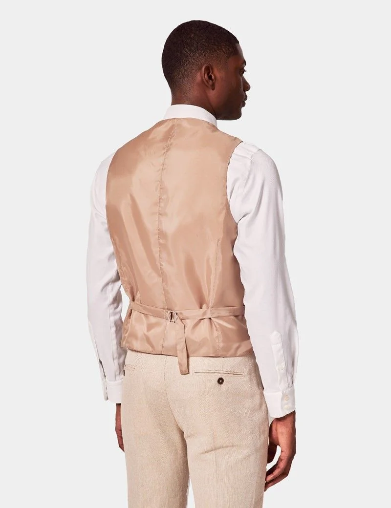 Slim Fit Stone 1913 Linen Waistcoat thumbnail 5