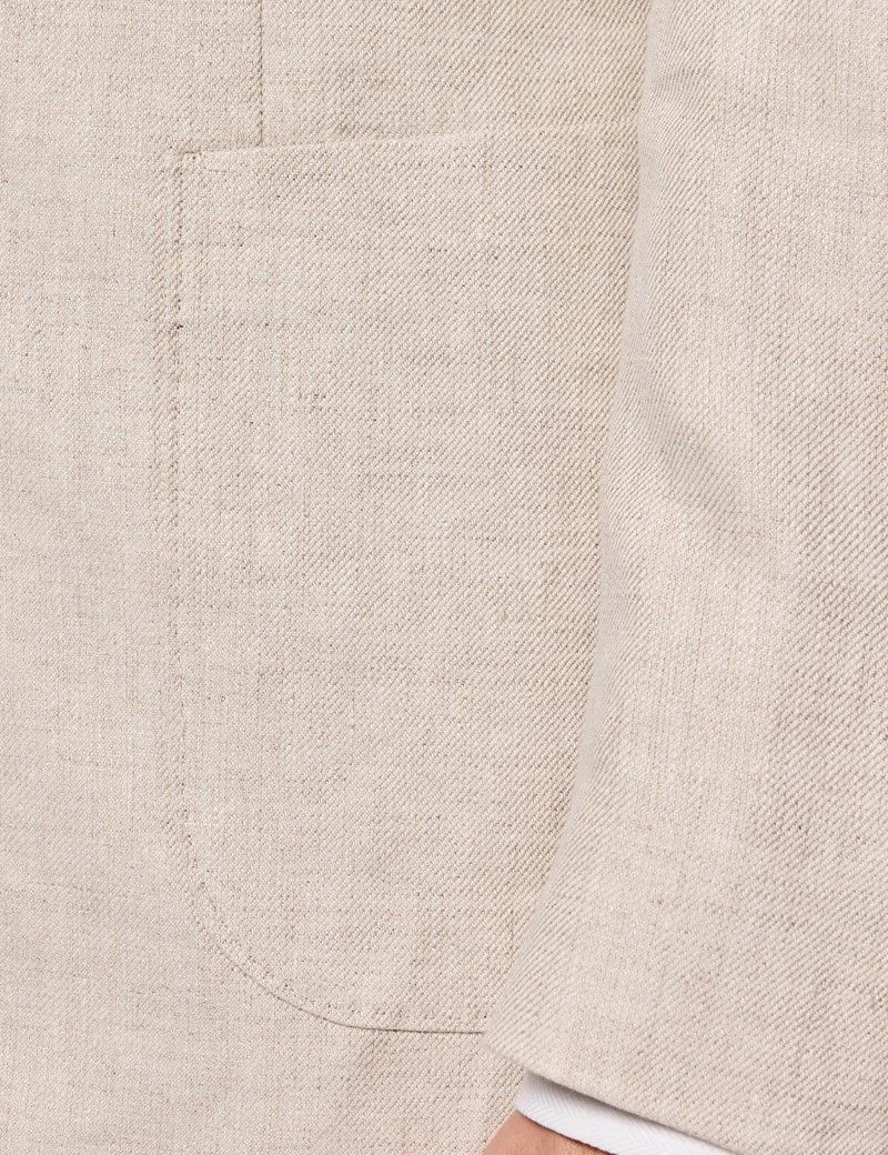 Slim Fit Stone Linen Suit Jacket thumbnail 2