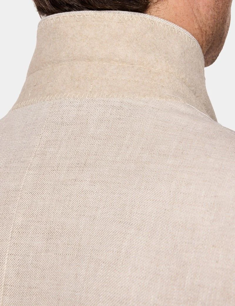 Slim Fit Stone Linen Suit Jacket thumbnail 4