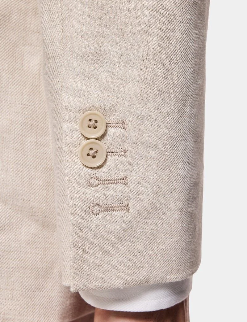 Slim Fit Stone Linen Suit Jacket thumbnail 5