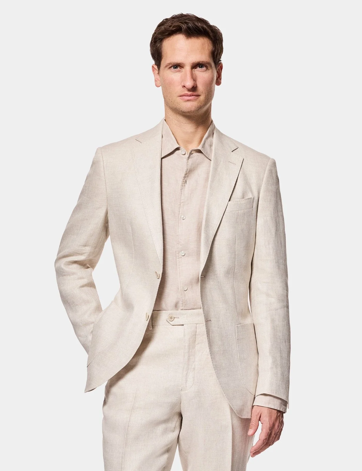 Slim Fit Stone Linen Suit Jacket primary image
