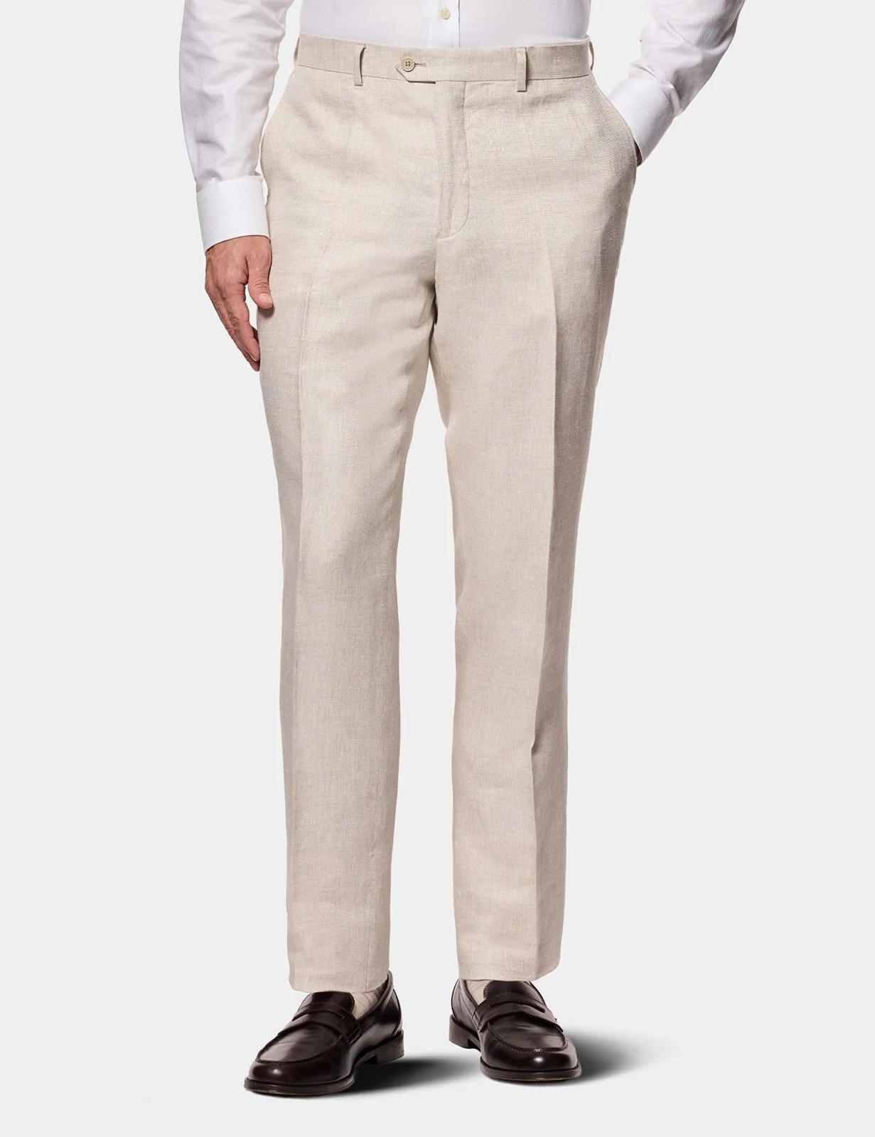 Slim Fit Stone Linen Suit Trousers primary image