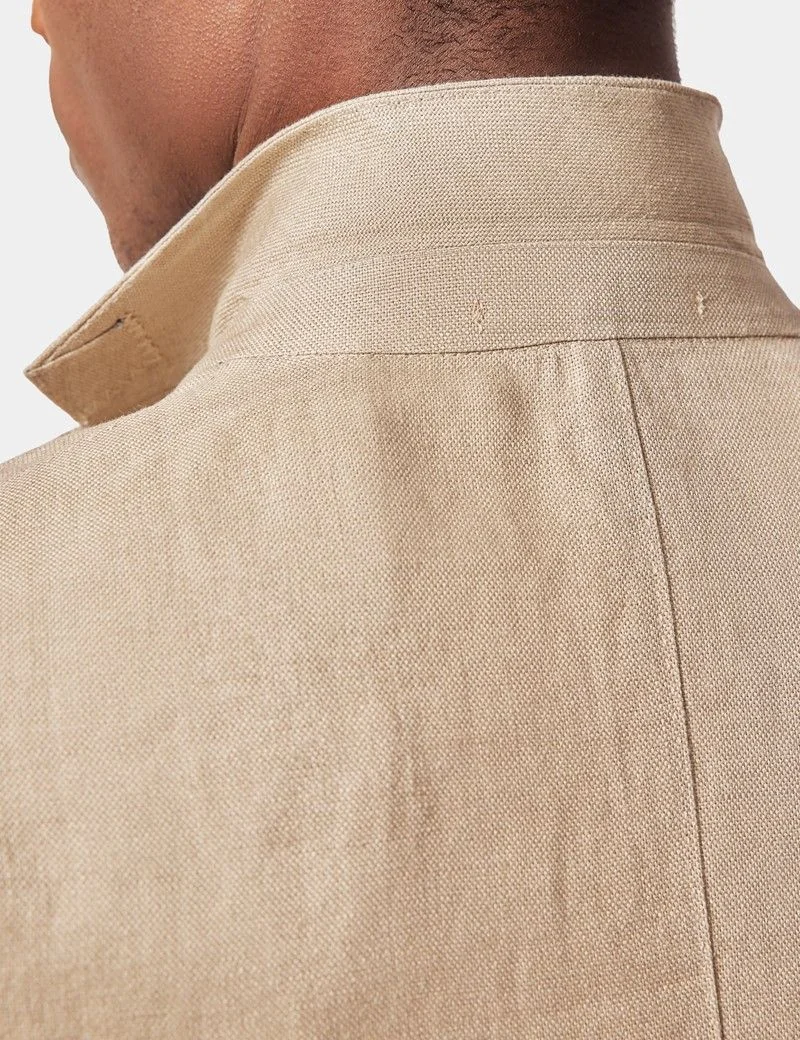 Slim Fit Taupe Hopsack Suit Jacket thumbnail 3