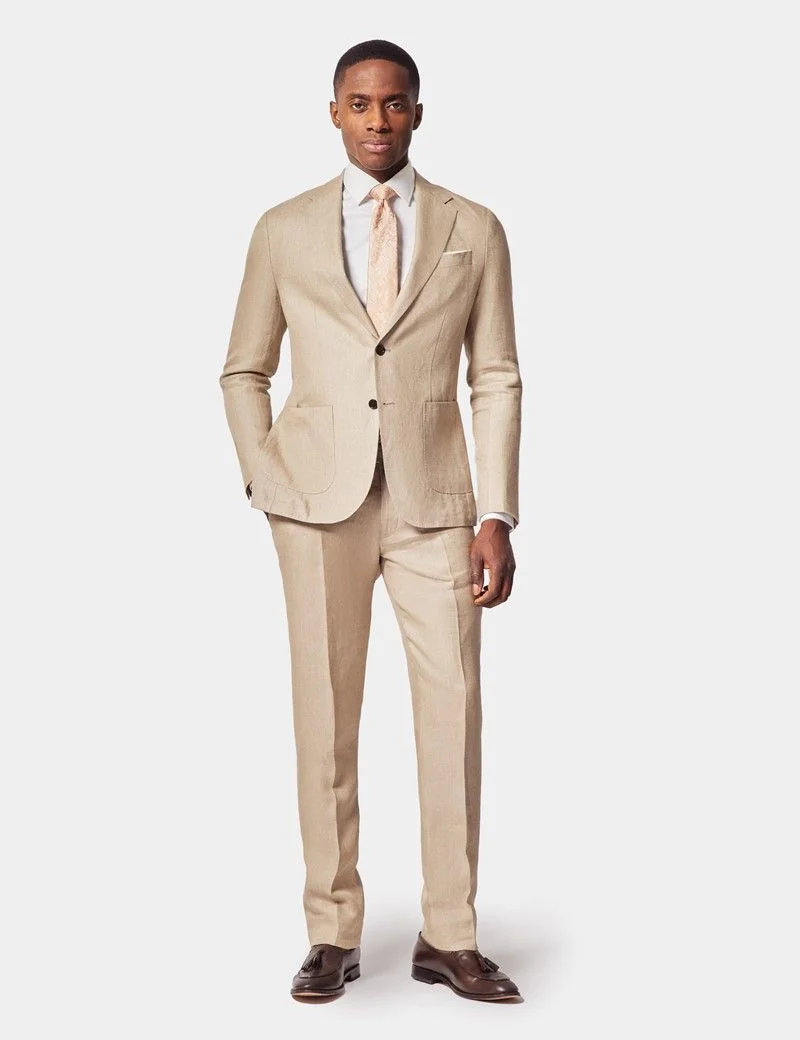Slim Fit Taupe Hopsack Suit Jacket thumbnail 7
