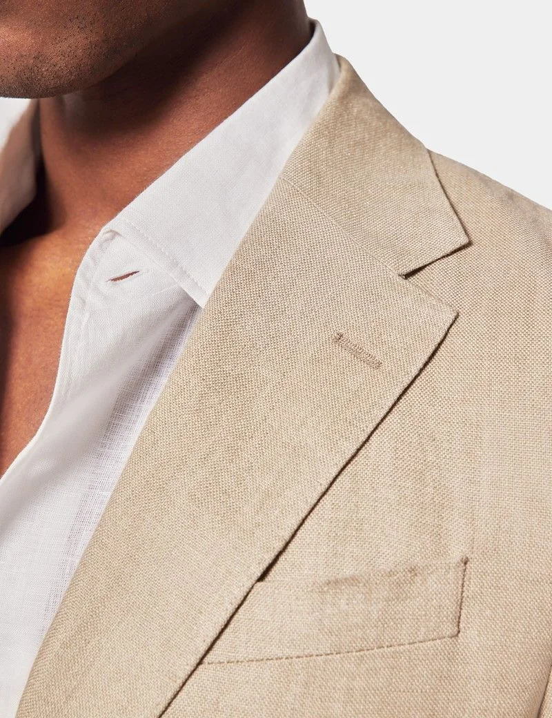 Slim Fit Taupe Hopsack Suit Jacket thumbnail 9