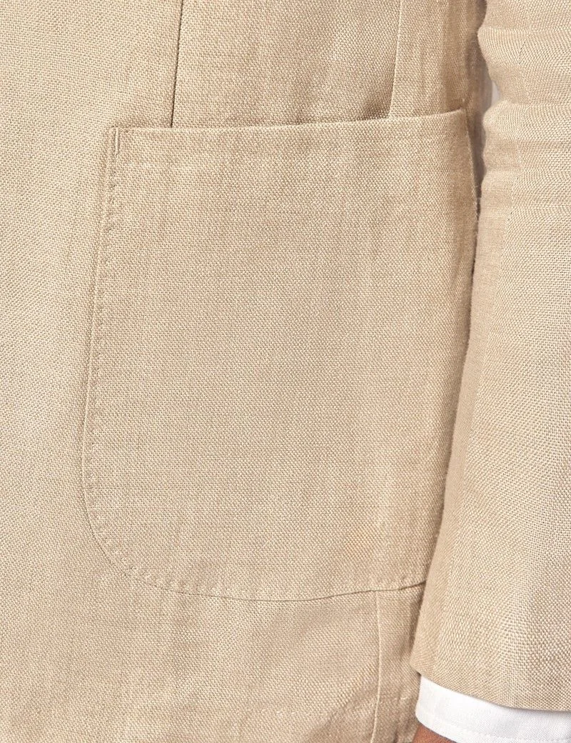 Slim Fit Taupe Hopsack Suit Jacket thumbnail 10