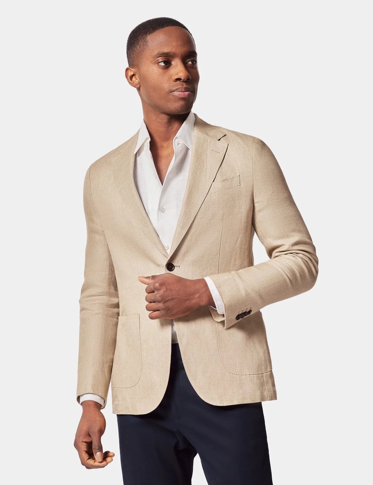 Slim Fit Taupe Hopsack Suit Jacket primary image