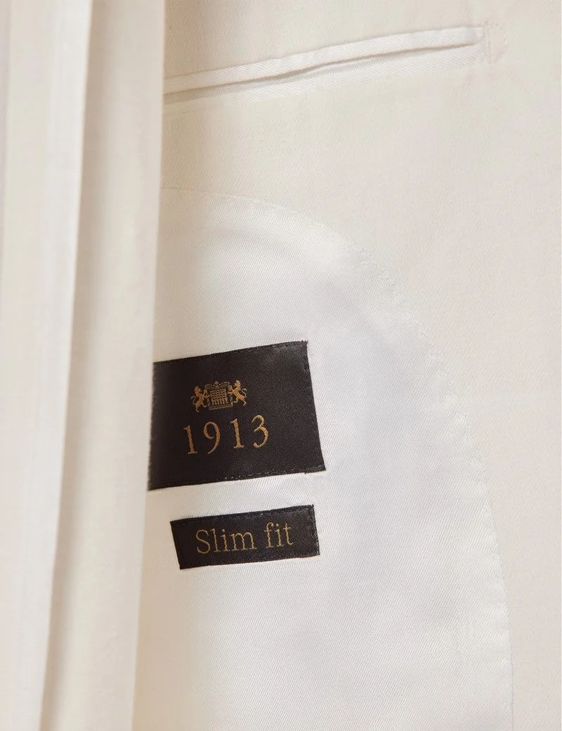 Slim Fit White 1913 Linen Suit Jacket thumbnail 2