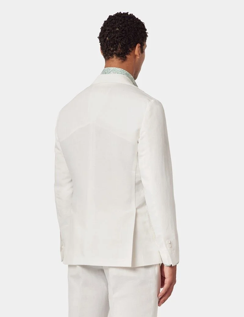 Slim Fit White 1913 Linen Suit Jacket thumbnail 3