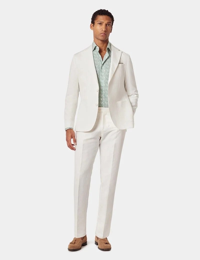 Slim Fit White 1913 Linen Suit Jacket thumbnail 6