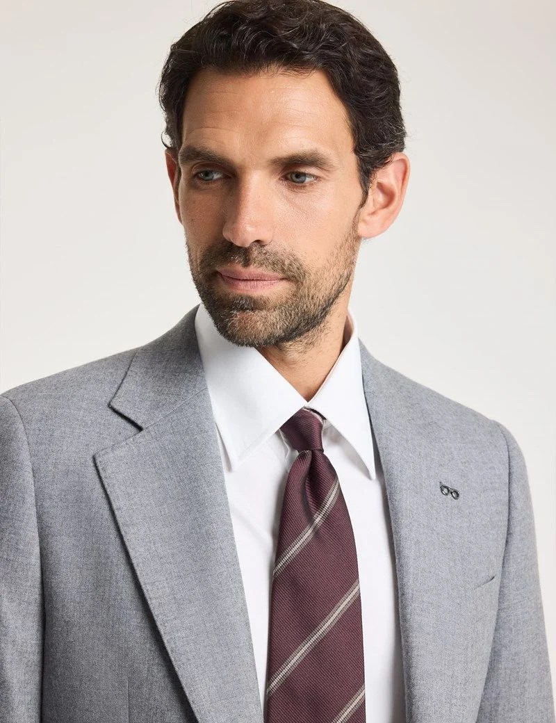 Slim Grey Pure Flannel Wool Blazer thumbnail 4