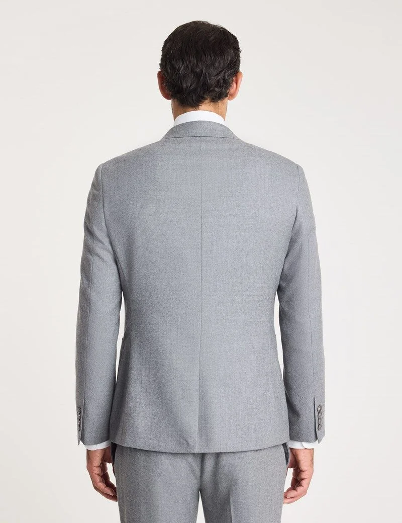 Slim Grey Pure Flannel Wool Blazer thumbnail 5